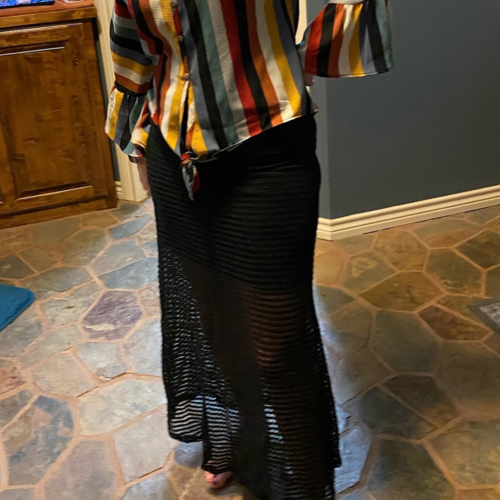Maxi length black overlay skirt